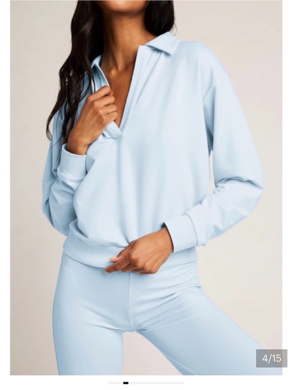 NEGATIVE | Club Pullover and Flare Pant Set in Glacier Blue, Size XS - Picture 4 of 11